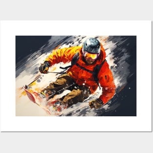 Ski Action Sport Painting Abstract Art Decor Posters and Art